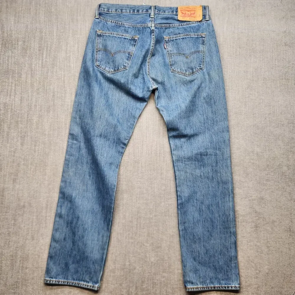 Levi’s 501 Original Fit Men’s Jeans W34 L32 Blue Denim Button Fly Straight